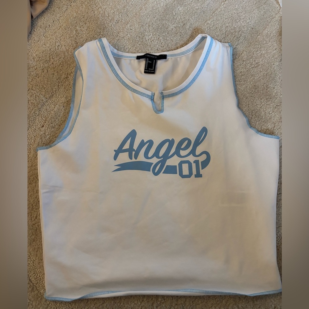 Angel Sleeveless Top - White and Blue